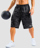 men's mesh side slit short 11'' in gray camo - front view