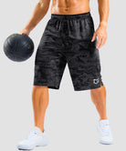 men's mesh side slit short 11'' in gray camo - front view