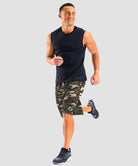men's mesh side slit short 11'' in green camo - matching outfits view