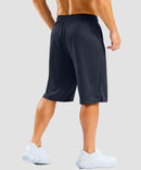 men's mesh side slit short 11'' in navy - back view