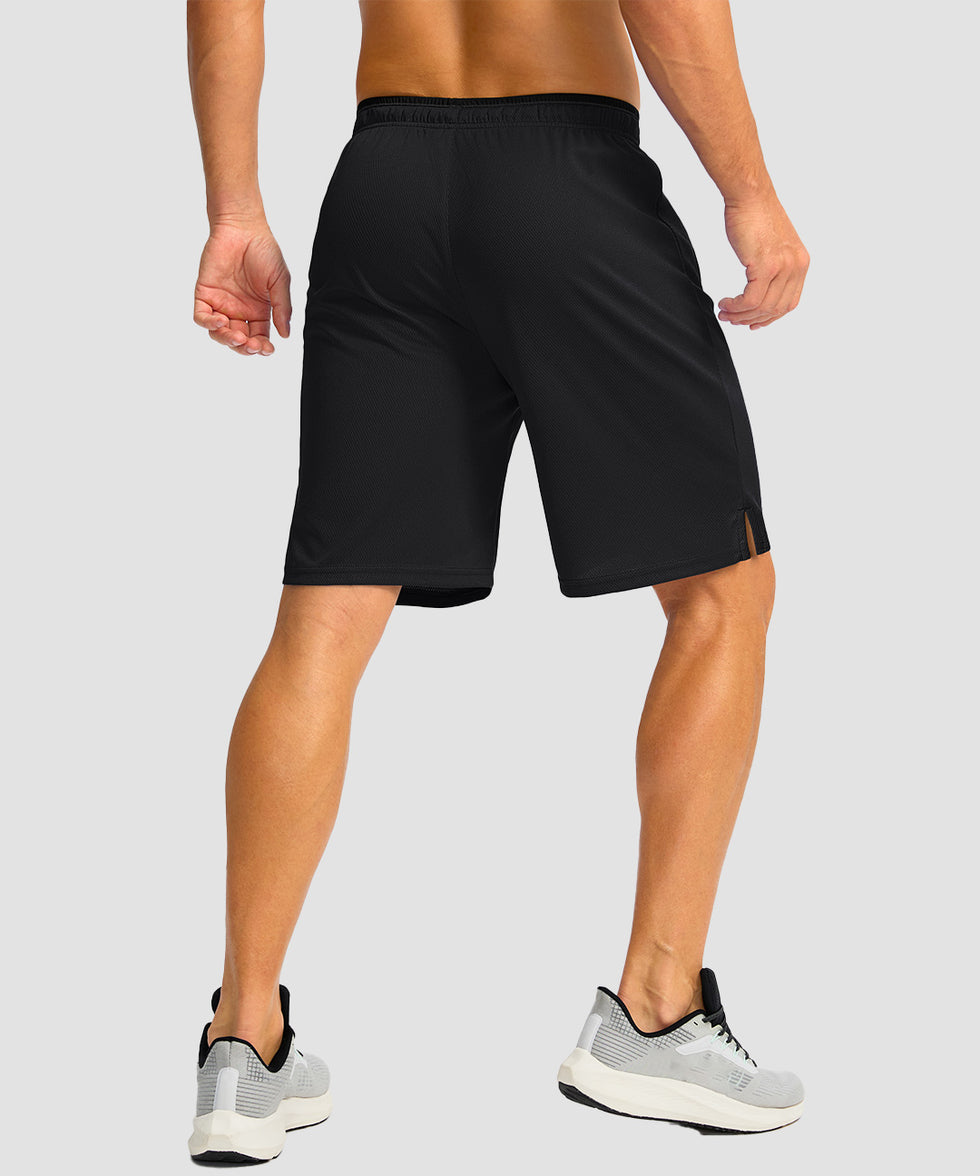 men's mesh side slit short 9'' in black - back view