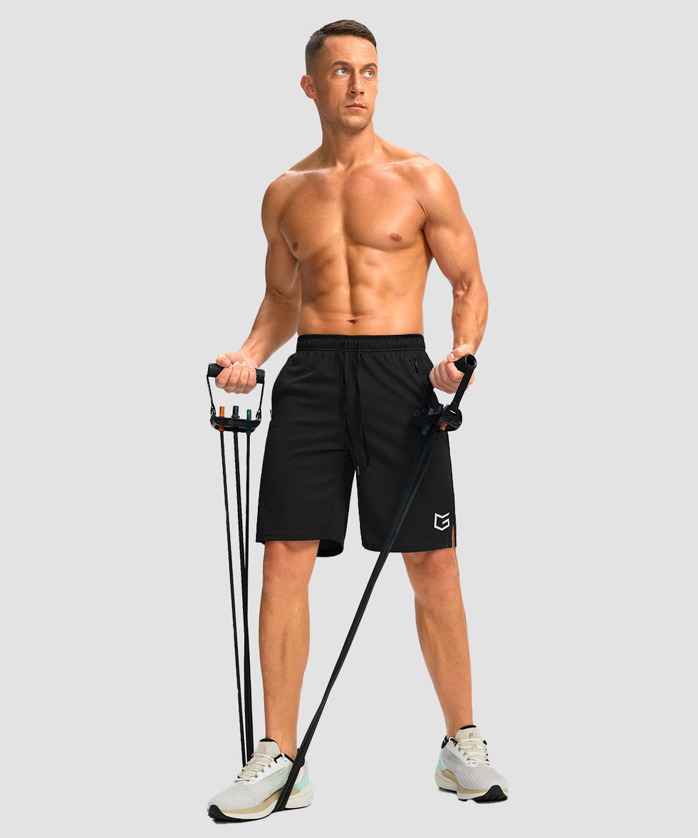 men's mesh side slit short 9'' in black - matching outfits view
