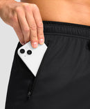 men's mesh side slit short 9'' in black - zipper pockets view