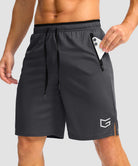 men's mesh side slit short 9'' in dark gray - front view