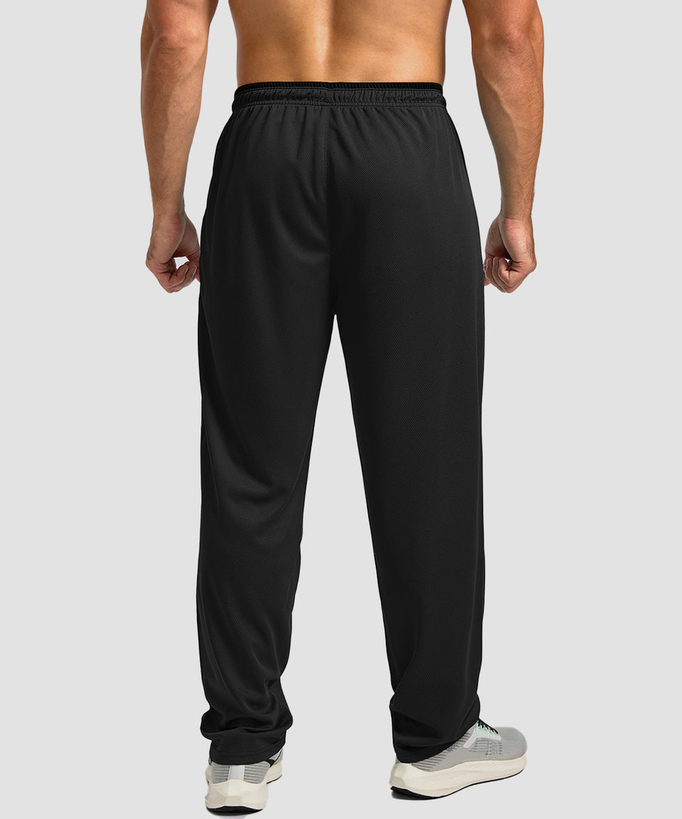 men's mesh zip pockets sweatpants in black - back view