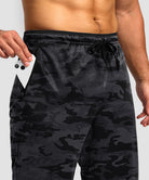 men's mesh zip pockets sweatpants in black camo - pocket detail