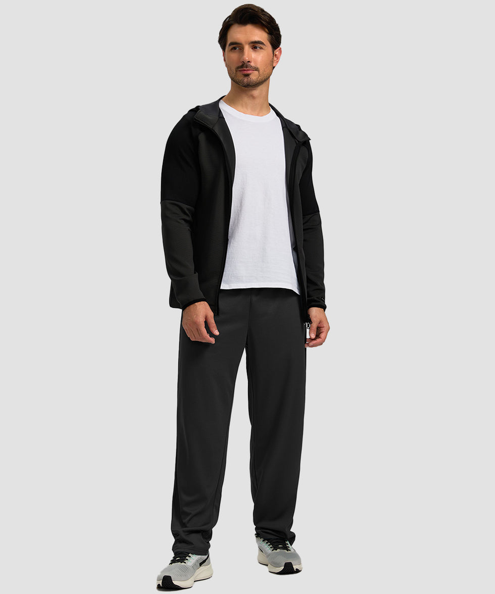 men's mesh zip pockets sweatpants in black royal blue - matching outfits view