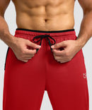 men's mesh zip pockets sweatpants in red black - waistband detail