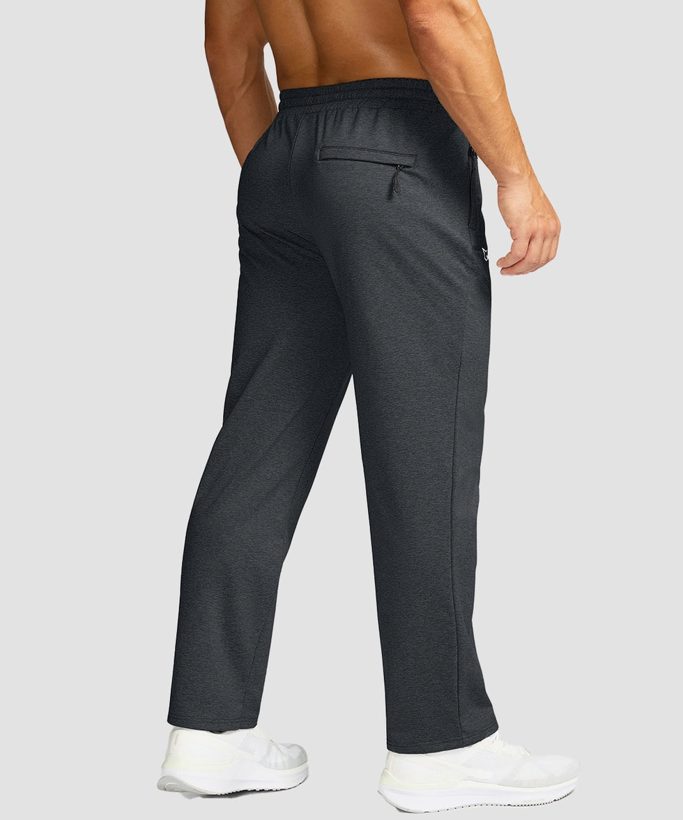men's mid-rise fleece-lined track pants in heather charcoal - back view