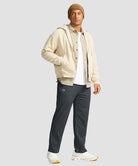 men's mid-rise fleece-lined track pants in heather charcoal - matching outfits view