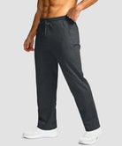 men's mid-rise fleece-lined track pants in heather charcoal - side view