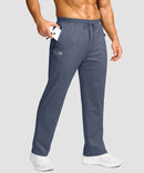 men's mid-rise fleece-lined track pants in heather dusty blue - pocket detail view