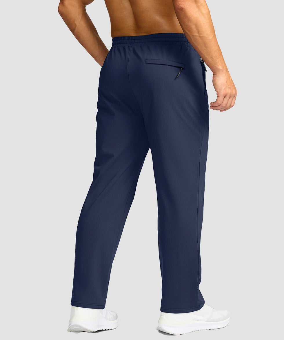 men's mid-rise fleece-lined track pants in navy - back view