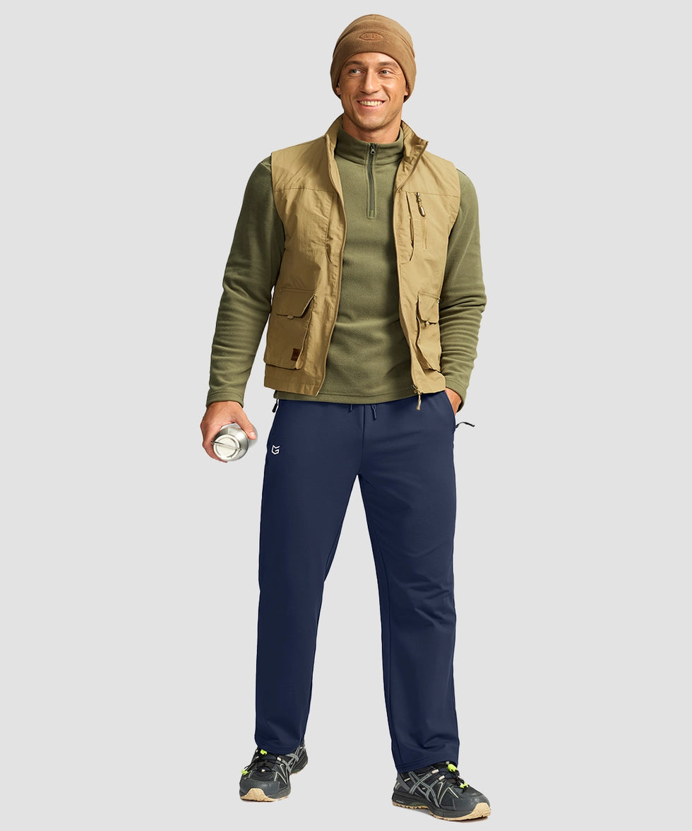 men's mid-rise fleece-lined track pants in navy - matching outfits view