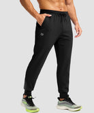 men's mid-rise thermal ankle-length joggers in black - pocket detail view