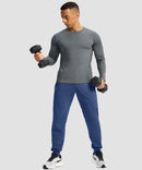 men's mid-rise thermal ankle-length joggers in blue - matching outfits view