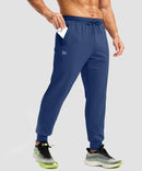 men's mid-rise thermal ankle-length joggers in blue - pocket detail view