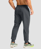 men's mid-rise thermal ankle-length joggers in dark gray - back view