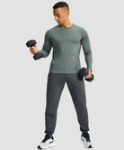 men's mid-rise thermal ankle-length joggers in dark gray - matching outfits view