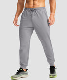 men's mid-rise thermal ankle-length joggers in heather light gray - side view