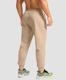 men's mid-rise thermal ankle-length joggers in light khaki - back view