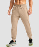men's mid-rise thermal ankle-length joggers in light khaki - side view