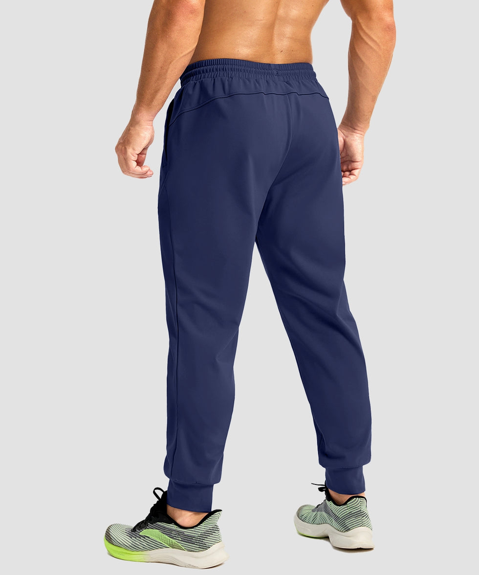 men's mid-rise thermal ankle-length joggers in navy - back view