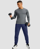 men's mid-rise thermal ankle-length joggers in navy - matching outfits view