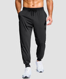 men's mid-rise with pockets stretchy joggers in black - front view