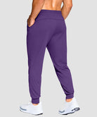 men's mid-rise with pockets stretchy joggers in deep purple - back view