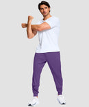 men's mid-rise with pockets stretchy joggers in deep purple - matching outfits view