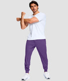 men's mid-rise with pockets stretchy joggers in deep purple - matching outfits view