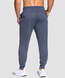 men's mid-rise with pockets stretchy joggers in dusty blue - back view