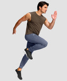men's mid-rise with pockets stretchy joggers in dusty blue - matching outfits view