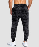 men's mid-rise with pockets stretchy joggers in gray camo - back view