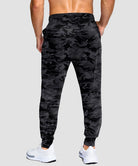 men's mid-rise with pockets stretchy joggers in gray camo - back view