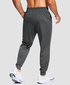 men's mid-rise with pockets stretchy joggers in heather gray - back view