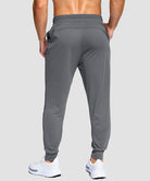 men's mid-rise with pockets stretchy joggers in iron gray - back view