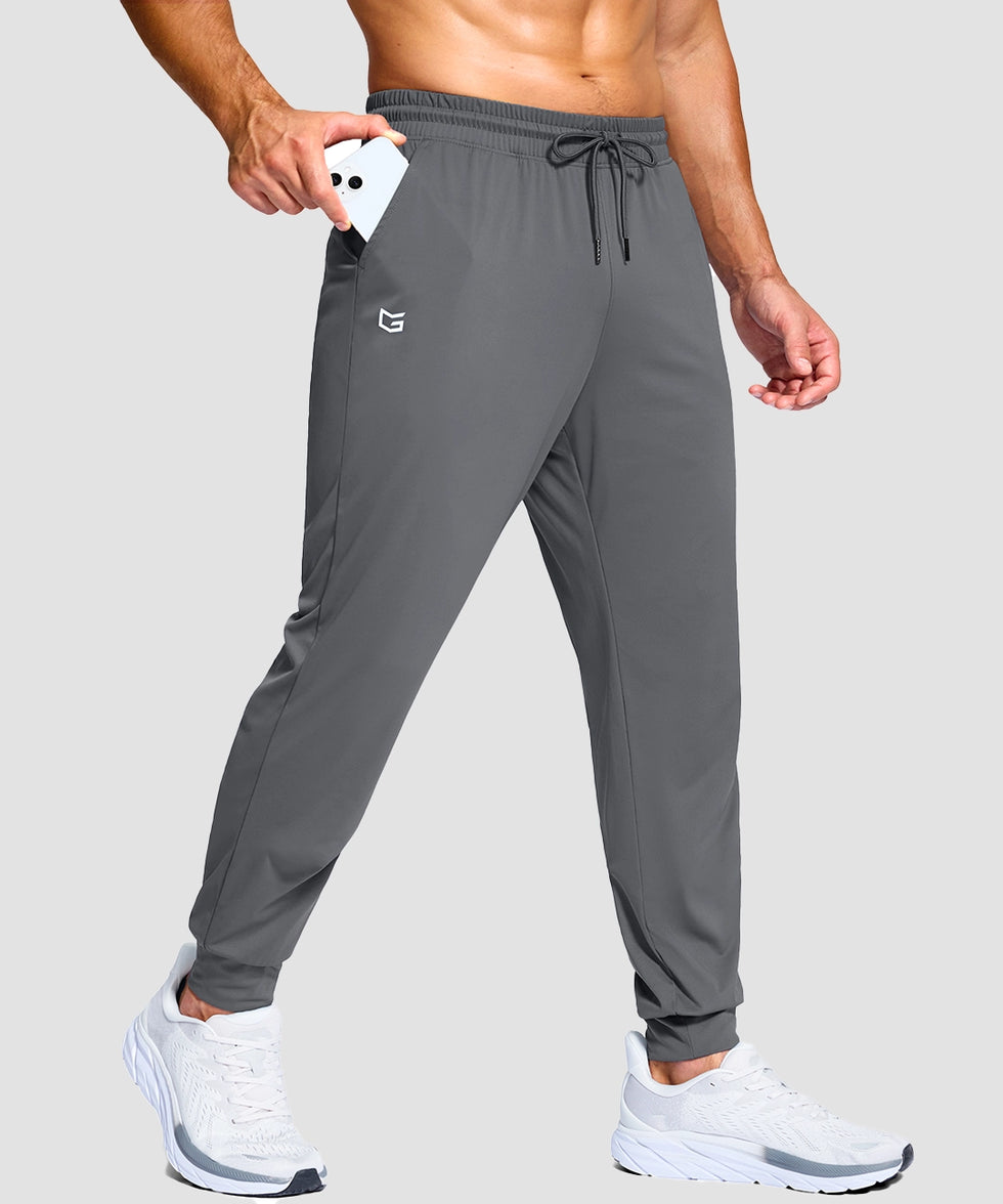 men's mid-rise with pockets stretchy joggers in iron gray - pocket detail