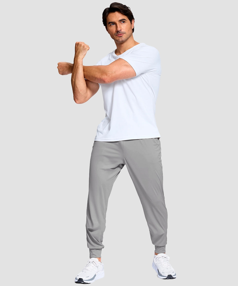 men's mid-rise with pockets stretchy joggers in light gray - matching outfits view