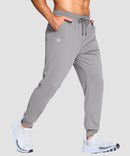 men's mid-rise with pockets stretchy joggers in light gray - pocket detail