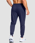 men's mid-rise with pockets stretchy joggers in navy - back view