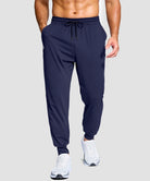 men's mid-rise with pockets stretchy joggers in navy - front view