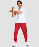 men's mid-rise with pockets stretchy joggers in savannah red - matching outfits view