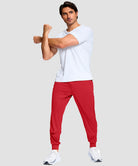 men's mid-rise with pockets stretchy joggers in savannah red - matching outfits view
