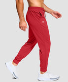 men's mid-rise with pockets stretchy joggers in savannah red - side view