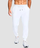 men's mid-rise with pockets stretchy joggers in white - front view