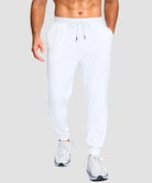 men's mid-rise with pockets stretchy joggers in white - front view