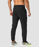 men's mid-waist zipper pockets jogger in black - back view