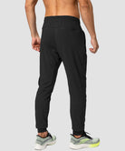 men's mid-waist zipper pockets jogger in black - back view
